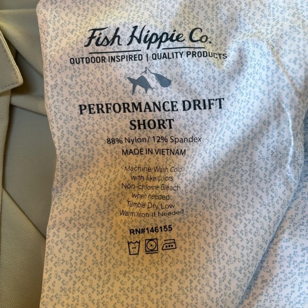 NWT Fish Hippie‎ Co Mens Khaki Performance Drift Short Fishing Golf Size 38